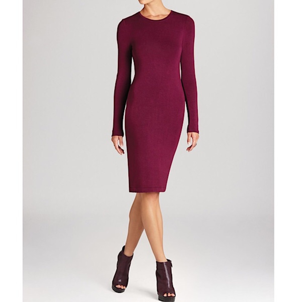 BCBGMaxAzria Savannah Long Sleeve Wine Dress M